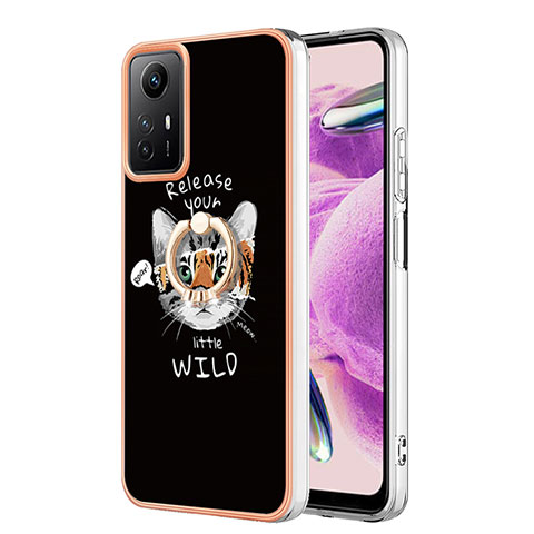 Funda Silicona Gel Goma Patron de Moda Carcasa con Anillo de dedo Soporte YB2 para Xiaomi Redmi Note 12S Multicolor