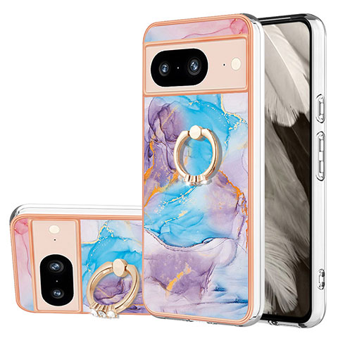 Funda Silicona Gel Goma Patron de Moda Carcasa con Anillo de dedo Soporte YB3 para Google Pixel 8 5G Azul