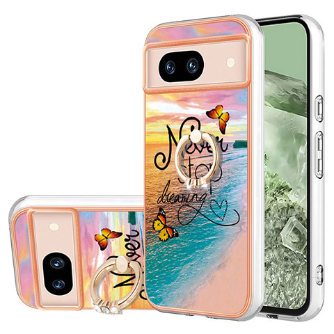 Funda Silicona Gel Goma Patron de Moda Carcasa con Anillo de dedo Soporte YB3 para Google Pixel 8a 5G Multicolor