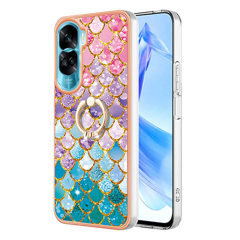 Funda Silicona Gel Goma Patron de Moda Carcasa con Anillo de dedo Soporte YB3 para Huawei Honor 90 Lite 5G Vistoso