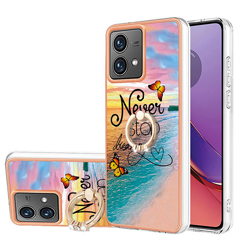 Funda Silicona Gel Goma Patron de Moda Carcasa con Anillo de dedo Soporte YB3 para Motorola Moto G84 5G Multicolor