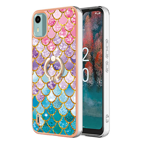 Funda Silicona Gel Goma Patron de Moda Carcasa con Anillo de dedo Soporte YB3 para Nokia C12 Vistoso