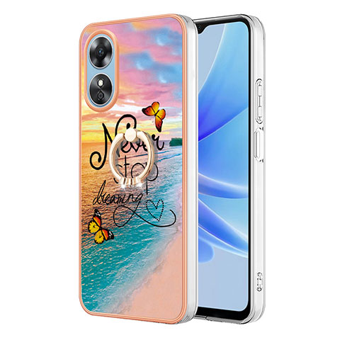 Funda Silicona Gel Goma Patron de Moda Carcasa con Anillo de dedo Soporte YB3 para Oppo A17 Multicolor