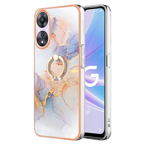 Funda Silicona Gel Goma Patron de Moda Carcasa con Anillo de dedo Soporte YB3 para Oppo A58 5G Purpura Claro