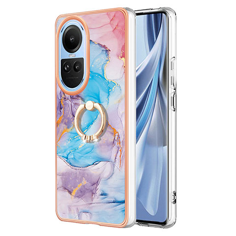 Funda Silicona Gel Goma Patron de Moda Carcasa con Anillo de dedo Soporte YB3 para Oppo Reno10 5G Azul