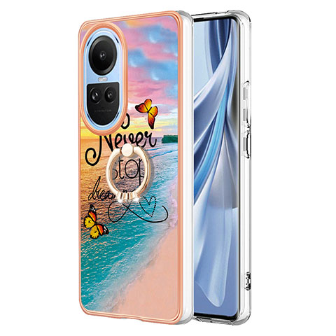 Funda Silicona Gel Goma Patron de Moda Carcasa con Anillo de dedo Soporte YB3 para Oppo Reno10 5G Multicolor