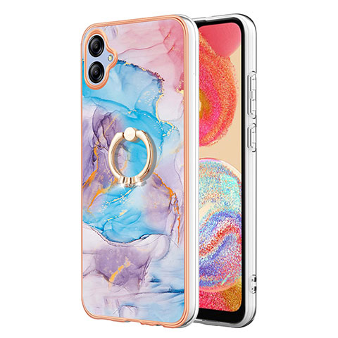 Funda Silicona Gel Goma Patron de Moda Carcasa con Anillo de dedo Soporte YB3 para Samsung Galaxy A04 4G Azul