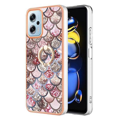 Funda Silicona Gel Goma Patron de Moda Carcasa con Anillo de dedo Soporte YB3 para Xiaomi Poco X4 GT 5G Marron