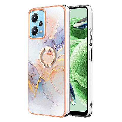 Funda Silicona Gel Goma Patron de Moda Carcasa con Anillo de dedo Soporte YB3 para Xiaomi Poco X5 5G Purpura Claro