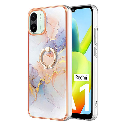 Funda Silicona Gel Goma Patron de Moda Carcasa con Anillo de dedo Soporte YB3 para Xiaomi Redmi A2 Plus Purpura Claro