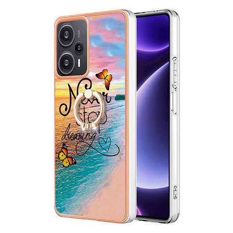 Funda Silicona Gel Goma Patron de Moda Carcasa con Anillo de dedo Soporte YB3 para Xiaomi Redmi Note 12 Turbo 5G Multicolor