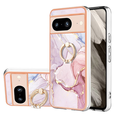 Funda Silicona Gel Goma Patron de Moda Carcasa con Anillo de dedo Soporte YB5 para Google Pixel 8 5G Rosa