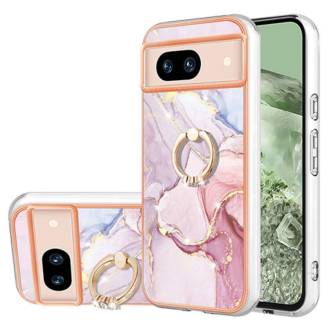 Funda Silicona Gel Goma Patron de Moda Carcasa con Anillo de dedo Soporte YB5 para Google Pixel 8a 5G Rosa