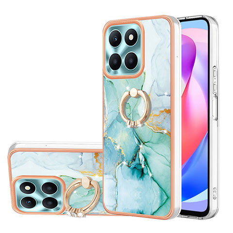 Funda Silicona Gel Goma Patron de Moda Carcasa con Anillo de dedo Soporte YB5 para Huawei Honor X6a Verde