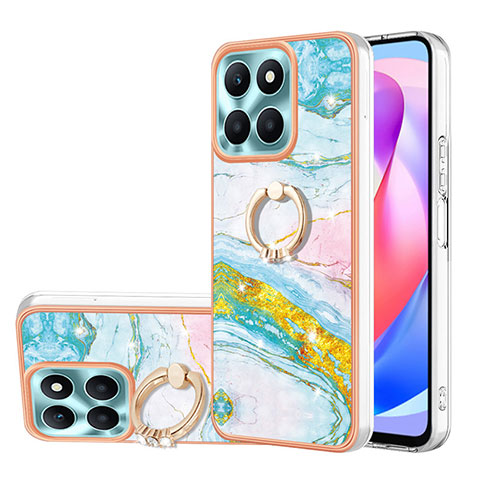 Funda Silicona Gel Goma Patron de Moda Carcasa con Anillo de dedo Soporte YB5 para Huawei Honor X6a Vistoso