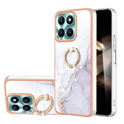 Funda Silicona Gel Goma Patron de Moda Carcasa con Anillo de dedo Soporte YB5 para Huawei Honor X8b Blanco