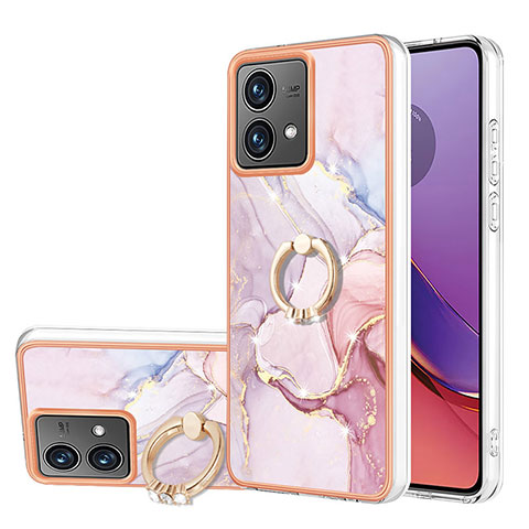 Funda Silicona Gel Goma Patron de Moda Carcasa con Anillo de dedo Soporte YB5 para Motorola Moto G84 5G Rosa