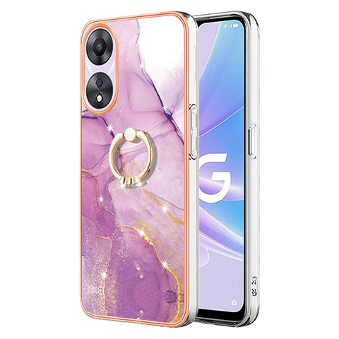 Funda Silicona Gel Goma Patron de Moda Carcasa con Anillo de dedo Soporte YB5 para Oppo A58 5G Rosa