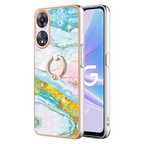 Funda Silicona Gel Goma Patron de Moda Carcasa con Anillo de dedo Soporte YB5 para Oppo A58 5G Vistoso