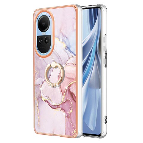 Funda Silicona Gel Goma Patron de Moda Carcasa con Anillo de dedo Soporte YB5 para Oppo Reno10 5G Rosa