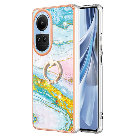 Funda Silicona Gel Goma Patron de Moda Carcasa con Anillo de dedo Soporte YB5 para Oppo Reno10 Pro 5G Vistoso