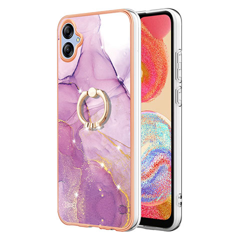 Funda Silicona Gel Goma Patron de Moda Carcasa con Anillo de dedo Soporte YB5 para Samsung Galaxy A04E Purpura Claro