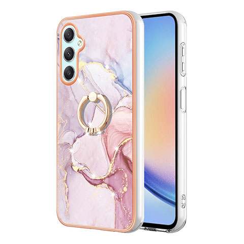 Funda Silicona Gel Goma Patron de Moda Carcasa con Anillo de dedo Soporte YB5 para Samsung Galaxy A24 4G Rosa