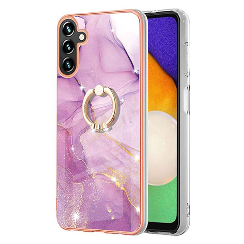 Funda Silicona Gel Goma Patron de Moda Carcasa con Anillo de dedo Soporte YB5 para Samsung Galaxy A54 5G Purpura Claro