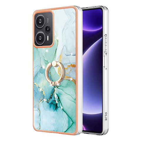 Funda Silicona Gel Goma Patron de Moda Carcasa con Anillo de dedo Soporte YB5 para Xiaomi Poco F5 5G Verde