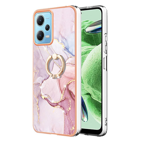 Funda Silicona Gel Goma Patron de Moda Carcasa con Anillo de dedo Soporte YB5 para Xiaomi Poco X5 5G Rosa