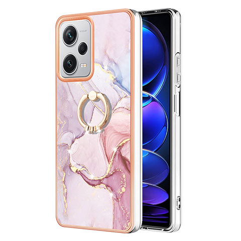 Funda Silicona Gel Goma Patron de Moda Carcasa con Anillo de dedo Soporte YB5 para Xiaomi Redmi Note 12 Explorer Rosa