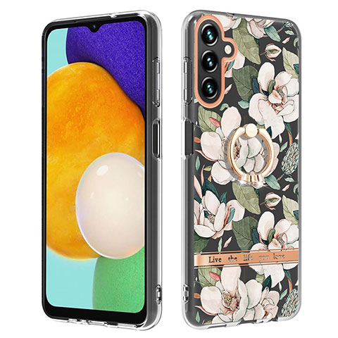 Funda Silicona Gel Goma Patron de Moda Carcasa con Anillo de dedo Soporte YB6 para Samsung Galaxy A34 5G Blanco