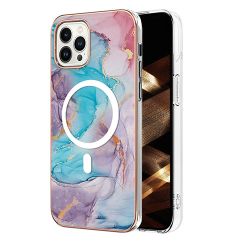 Funda Silicona Gel Goma Patron de Moda Carcasa con Mag-Safe Magnetic para Apple iPhone 13 Pro Azul