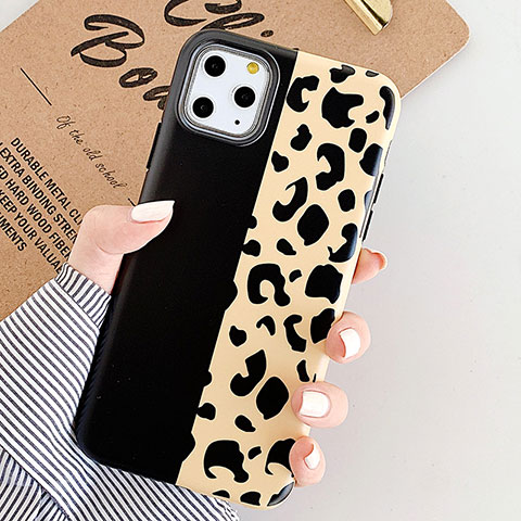 Funda Silicona Gel Goma Patron de Moda Carcasa para Apple iPhone 11 Pro Max Oro y Negro