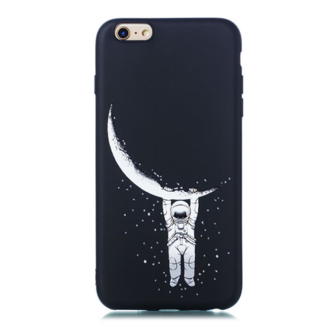 Funda Silicona Gel Goma Patron de Moda Carcasa para Apple iPhone 6 Plus Negro