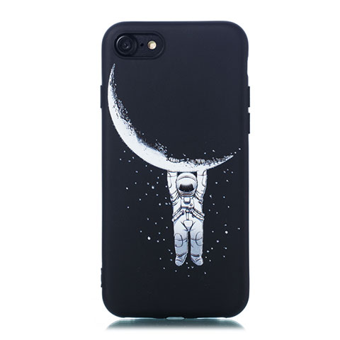 Funda Silicona Gel Goma Patron de Moda Carcasa para Apple iPhone 7 Negro