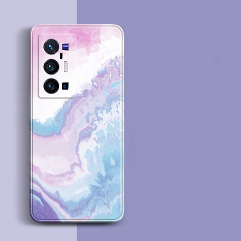 Funda Silicona Gel Goma Patron de Moda Carcasa para Vivo X70 Pro+ Plus 5G Purpura Claro