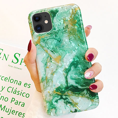 Funda Silicona Gel Goma Patron de Moda Carcasa S01 para Apple iPhone 11 Verde