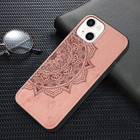 Funda Silicona Gel Goma Patron de Moda Carcasa S01 para Apple iPhone 13 Oro Rosa