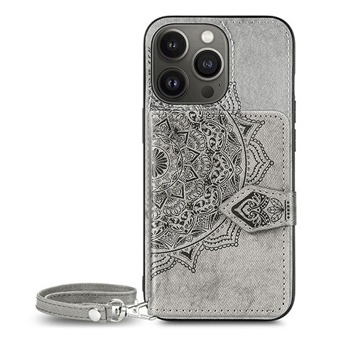 Funda Silicona Gel Goma Patron de Moda Carcasa S01 para Apple iPhone 13 Pro Gris