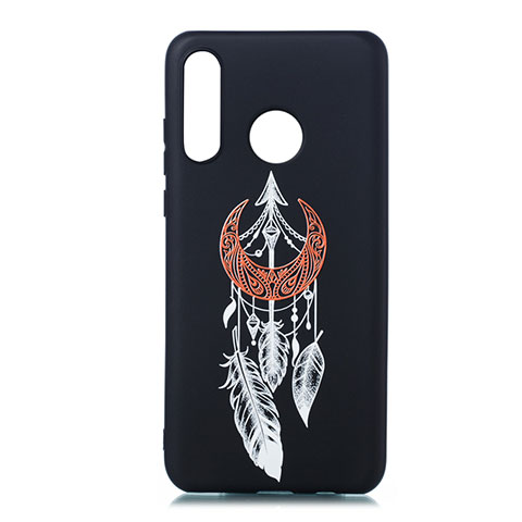 Funda Silicona Gel Goma Patron de Moda Carcasa S01 para Huawei P30 Lite XL Negro