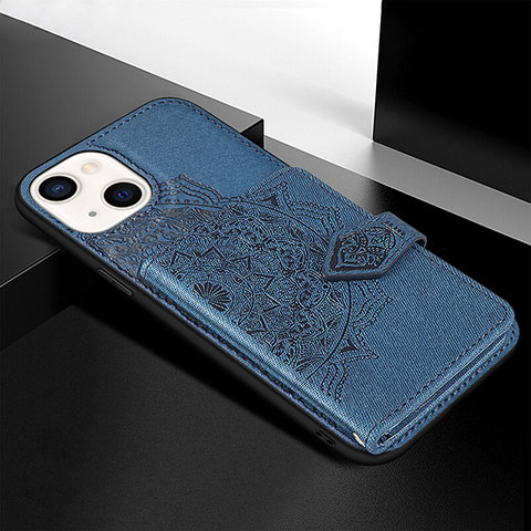 Funda Silicona Gel Goma Patron de Moda Carcasa S02 para Apple iPhone 13 Mini Azul