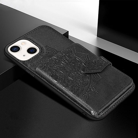 Funda Silicona Gel Goma Patron de Moda Carcasa S02 para Apple iPhone 13 Mini Negro