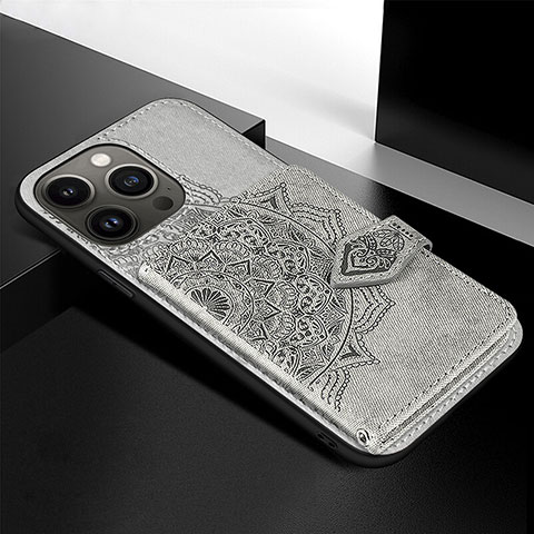 Funda Silicona Gel Goma Patron de Moda Carcasa S02 para Apple iPhone 13 Pro Max Gris