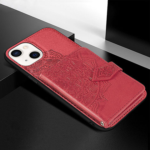 Funda Silicona Gel Goma Patron de Moda Carcasa S02 para Apple iPhone 14 Rojo