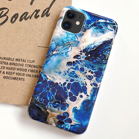 Funda Silicona Gel Goma Patron de Moda Carcasa S03 para Apple iPhone 11 Azul