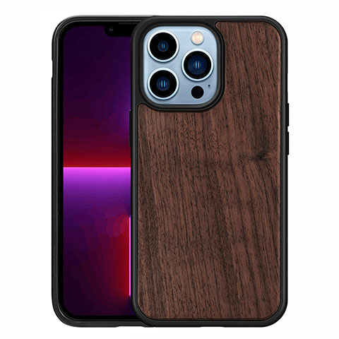 Funda Silicona Gel Goma Patron de Moda Carcasa S03 para Apple iPhone 13 Pro Max Marron