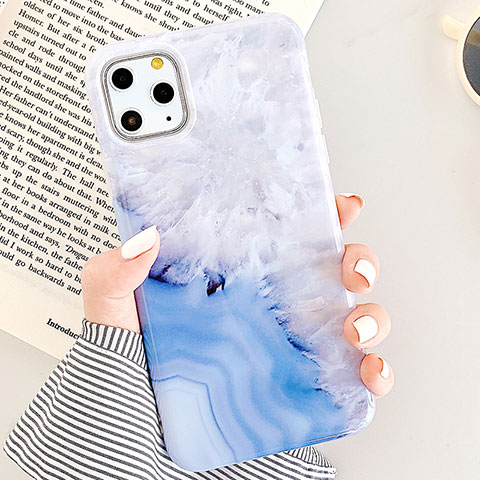 Funda Silicona Gel Goma Patron de Moda Carcasa S04 para Apple iPhone 11 Pro Max Azul