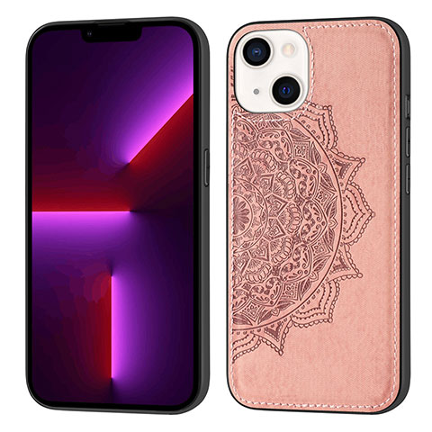 Funda Silicona Gel Goma Patron de Moda Carcasa S04 para Apple iPhone 13 Oro Rosa