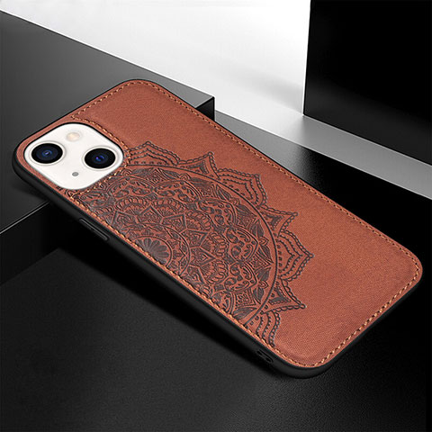 Funda Silicona Gel Goma Patron de Moda Carcasa S05 para Apple iPhone 13 Marron